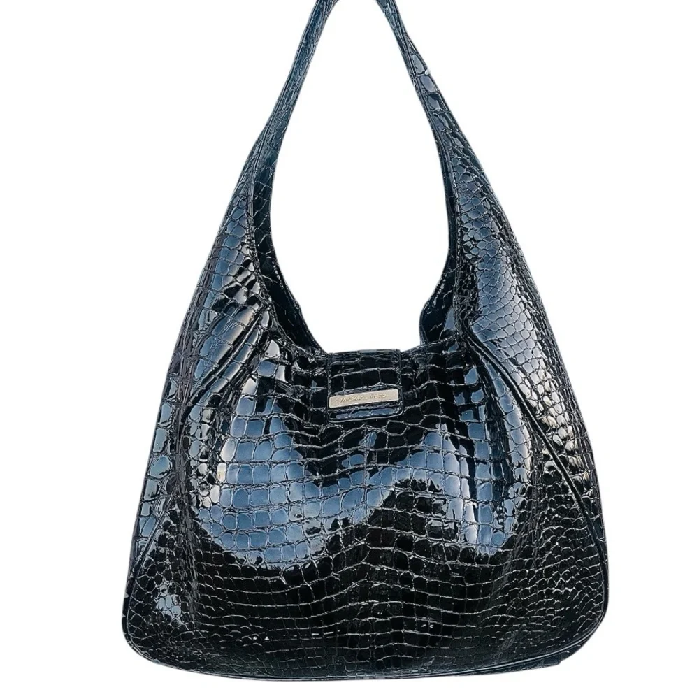 Michael Kors Luxurious Black Croc Embossed Hobo Bag